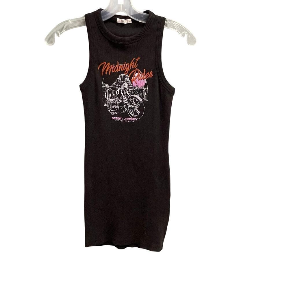 Full Tilt Ribbed Dress Tank Style Size Small Motorcycle Midnight Riders Graphic